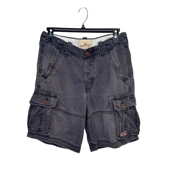 Hollister Mens Cargo Shorts Size 30 Charcoal Gray Grunge Outdoor Y2K Utility - Picture 1 of 9